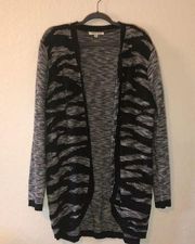 Extra Touch (Macy’s) Cardigan Black & Gray Open Front Knit Sweater Sz 2X GUC