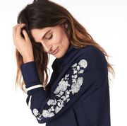 NWT One Teaspoon San Cerena Western Embroidered Shirt Navy Blue