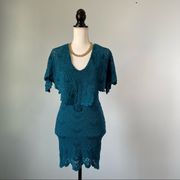 NIGHTCAP | Teal Spanish Lace Poncho Dress Sz XS