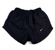 Nike Black On Black Tempo Lined Silver Logo Athletic Running Shorts Small