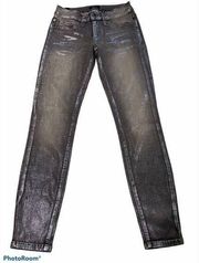 Bebe Precious Metal Icon Skinny Jeans, Sz 25