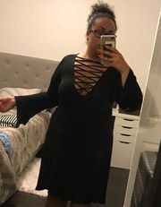 Sexy Gothic Laced up black dress Fits As 3X