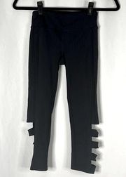 Forever 21 F21 black athletic cropped strappy cutout leggings size XS