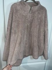 Olive & Oak Mauve Dusty Rose Pink Furry Winter Sherpa Zip Up Pullover Size 3XL