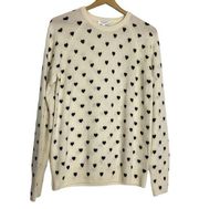 Equipment Sloane Heartfelt Ivory Cashmere Crewneck Sweater Black Heart Print