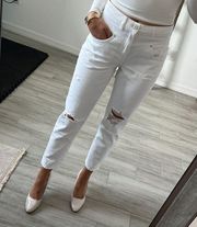 Amisu White Ripped Mom Fit Jeans / Size Small EU36