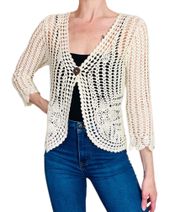 NWOT Retro  Cream Crochet Bohemian Cardigan