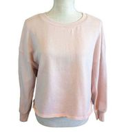 Hippie Rose Sweatshirt Women's Size Large Cropped Pink Long Sleeve Cotton Blend