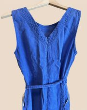 NY Linen Fit and Flare Midi Dress - /Blue