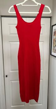 Red Ribbed Dress