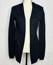 True Craft Oversized Cable Knit Soft Black Cardigan Criss Cross Back Size XS