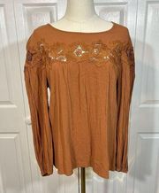 Black Swan Oriana Orange Lace Top