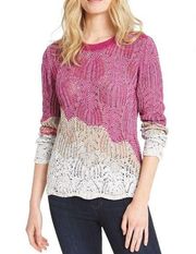 Nic+Zoe Peak Mixed Stitch Knit Sweater Women's Petite Size PP NWT