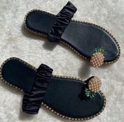 Pearl pineapple satin stretchy strap sandals 9