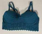 PINK - Victoria's Secret Victoria's Secret Green Teal Turquoise Cut-Out Lace Triangle Bra Bralette Bustier Brassiere Lingerie Size L 🍭