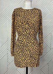 & OTHER STORIES Leopard Print Long Sleeve Dress in Brown and Black Size US 0