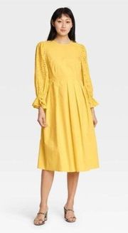 NWOT Who What Wear Lemon Balloon Sleeve A-Line Dress XS