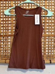 NWT OUTDOOR VOICES CHOCOLATE BROWN RIBBED TANK XXS