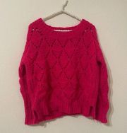 Anthropologie Sleeping On Snow Chunky Knit Oversized Slouchy Hot Pink Sweater