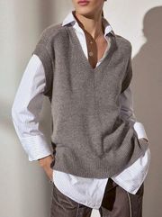 NEW Brochu Walker Sz XS The Nye Vest Layered Looker V Neck Wool Cashmere