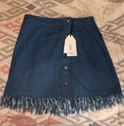 Fringe Denim Skirt 