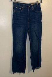 Rag & Bone Casey High Rise Ankle Flare Blue Denim Jeans Size 28 color JINX NEW