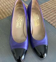 Salvatore Ferragamo vtg 80’s purple black heels