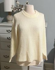 Sweater Oversized Acrylic Cream Crewneck Womens Small Roomy True Craft