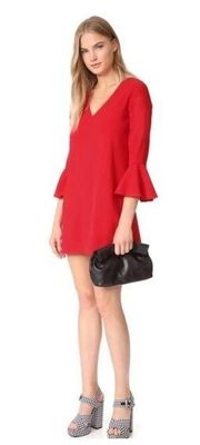 Alice & Olivia Red Bell Sleeve Oversized Shift Mini Dress Size 4