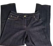 St. John Women's Jeans Gem Cross Detail Dark Blue Denim Sz 8