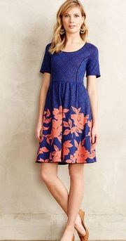 HD in Paris Anthropologie Blushed Blooms Floral Jacquard Dress Size L