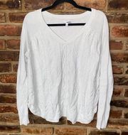 Sonoma White Heavyweight Knit Pullover V-Neck Sweater Women's Size XL