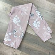 Anthropologie  Allfenix Lyla Floral Leggings Taupe Pink Small