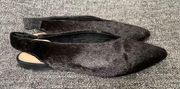 Who What Wear Flora Faux Fur Flats Black Pointy Toe Slingback Women’s 6