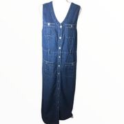 90’s Vintage Faded Glory Buttoned Down Sleeveless Denim Dress