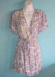 Chan Luu Purple Floral Wrap Dress Size M