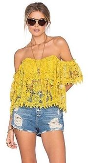 TULAROSA Revolve Crochet Lace Yellow Amelia Top sz Medium