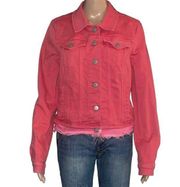 LOFT salmon frayed hem denim jacket