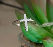 Sterling Silver Cross Cz  Ring Size 4