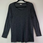 Caslon Long Sleeve Tee T-shirt Top Dark Grey Sz Small Raglan Sleeve