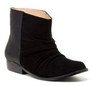 5.5 Janette Bootie Black Suede Leather - Ankle Boots, Ruched, MSRP $189