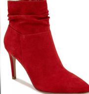 XOXO Women's Taylor Rouched Detailed Feminine Ankle Bootie Red Sz 8