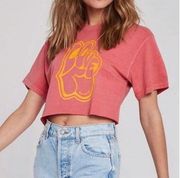 Revice Denim Revice LA Love and Peace Crop Graphic Tee Raw Hem One Size