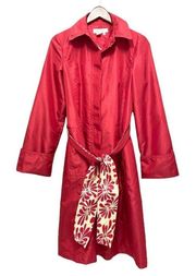 Zara Trench Coat Trench Jacket Belted Side Pockets Raspberry Pink Pleated Size S