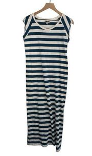 Diesel Maxi Dress Cap Sleeves round neck with stripes print size Small Cotton