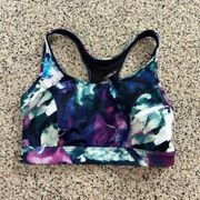 Tek Gear Sports Bra Size Medium Racerback Removable Cups Tie Dye Black