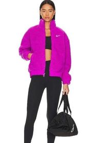 Nike  NSW Swoosh Plush Jacket in Vivid Purple & Pink Oxford Coat Size Large