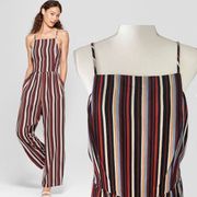 Xhilaration Striped Pull On Jumpsuit Romper Spaghetti Strap NWOT Sz L