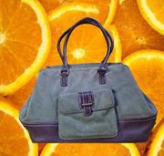 Eddie Bauer Green‎ Faux Suede Tote Bag Shoulder Purse