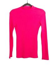 Boohoo hot pink ribbed high neck long sleeve sweater blouse size 4